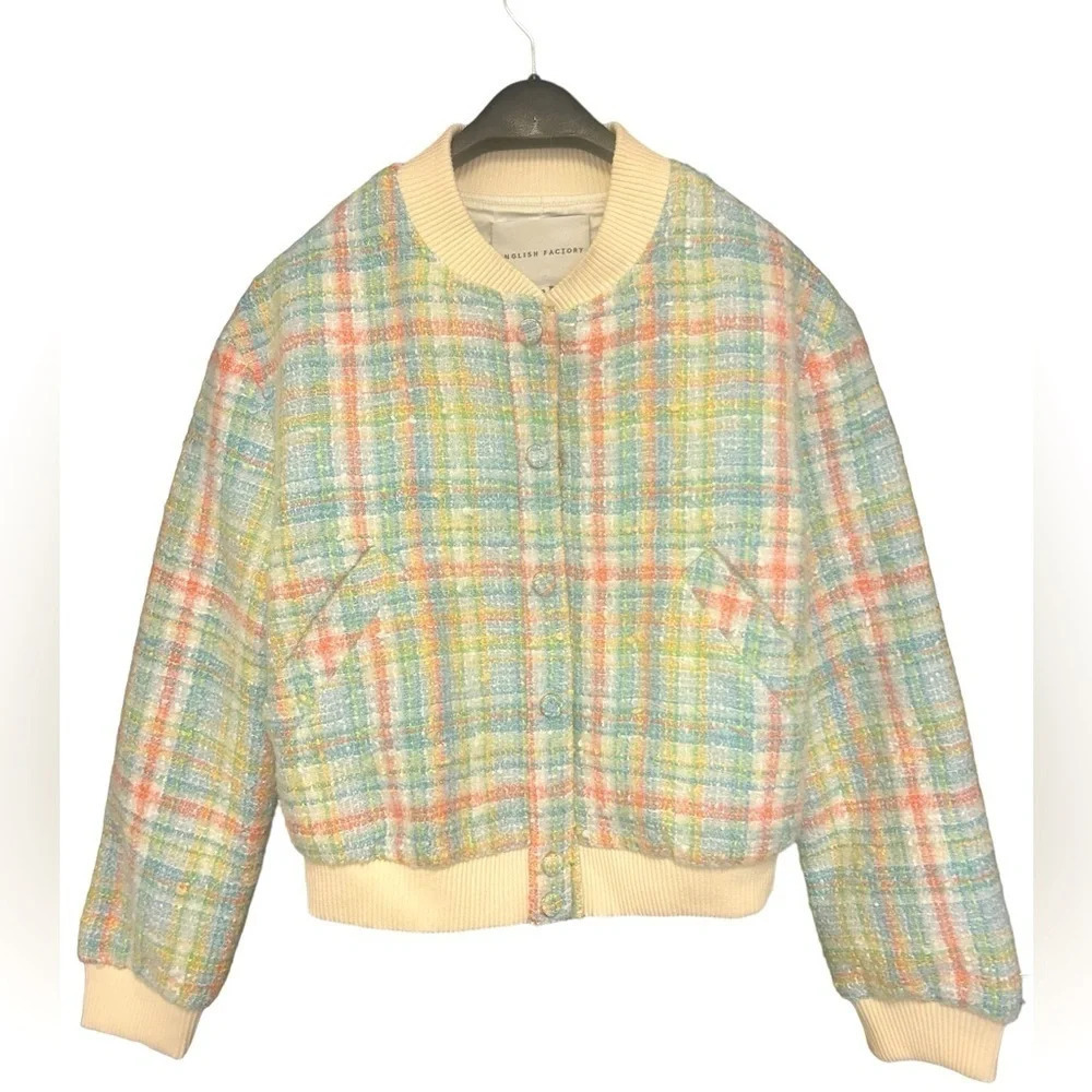 English  Factory (Anthropologie) tweed cotton bomber excellent condition size XS